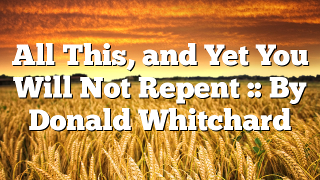All This, and Yet You Will Not Repent  :: By Donald Whitchard