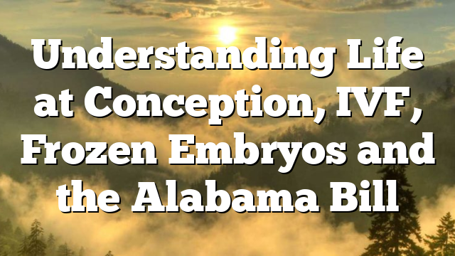 Understanding Life at Conception, IVF, Frozen Embryos and the Alabama Bill