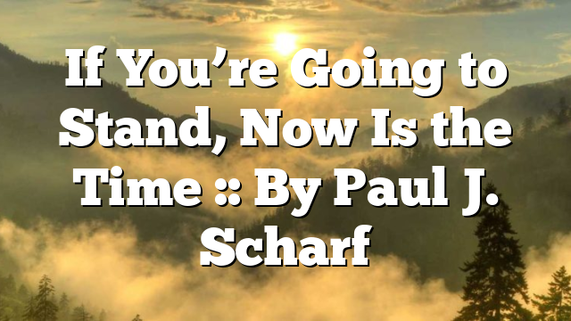 If You’re Going to Stand, Now Is the Time :: By Paul J. Scharf