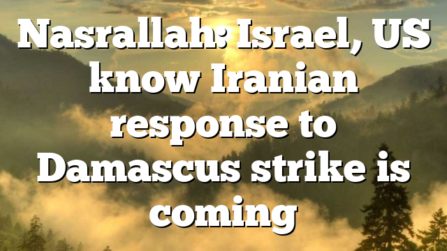 Nasrallah: Israel, US know Iranian response to Damascus strike is coming