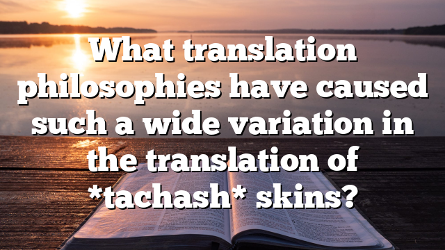 What translation philosophies have caused such a wide variation in the translation of *tachash* skins?