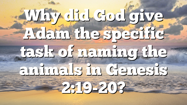 Why did God give Adam the specific task of naming the animals in Genesis 2:19-20?