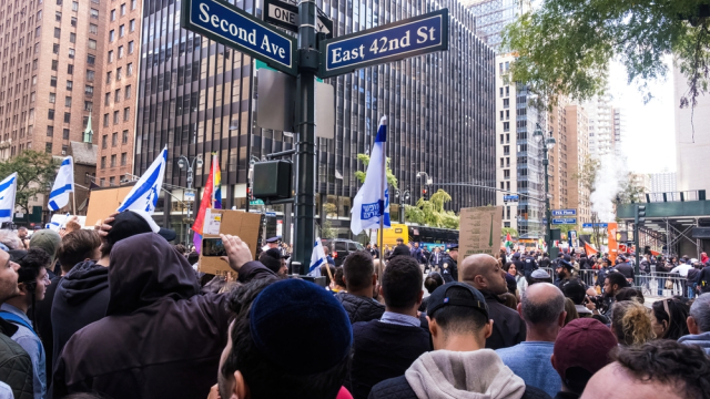 Terror supporters fly Hezbollah flag outside NY consulate