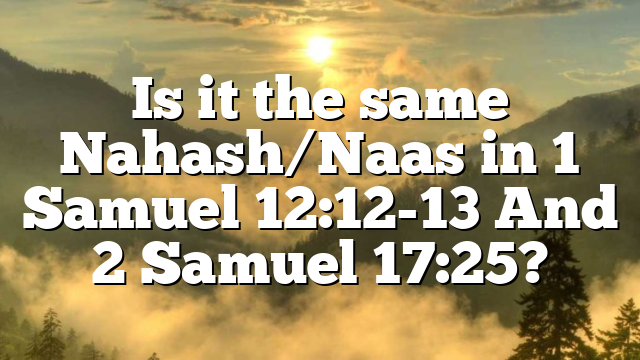 Is it the same Nahash/Naas in 1 Samuel 12:12-13 And 2 Samuel 17:25?