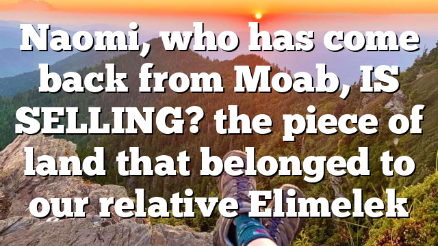 Naomi, who has come back from Moab, IS SELLING? the piece of land that belonged to our relative Elimelek