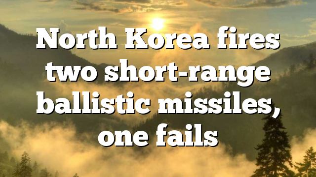 North Korea fires two short-range ballistic missiles, one fails