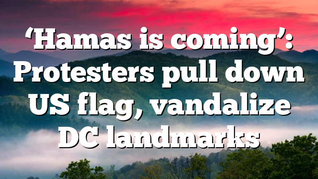 ‘Hamas is coming’: Protesters pull down US flag, vandalize DC landmarks