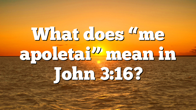 What does “me apoletai” mean in John 3:16?