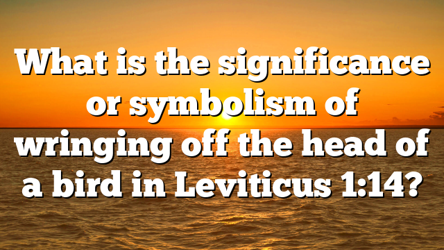 What is the significance or symbolism of wringing off the head of a bird in Leviticus 1:14?