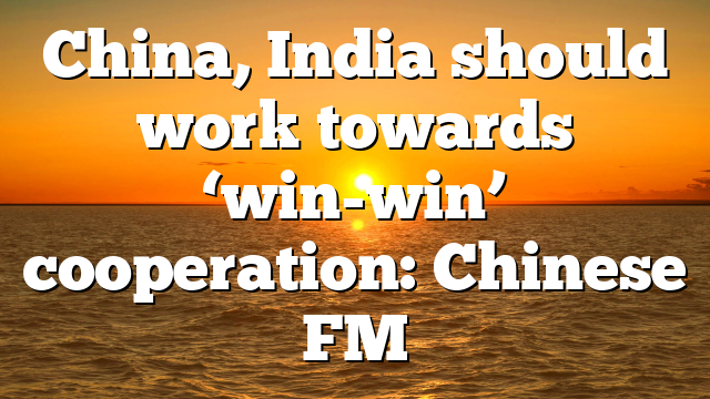 China, India should work towards ‘win-win’ cooperation: Chinese FM