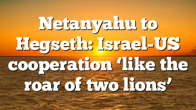 Netanyahu to Hegseth: Israel-US cooperation ‘like the roar of two lions’