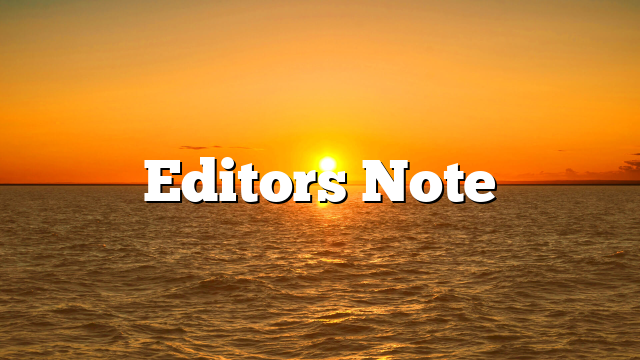 Editors Note
