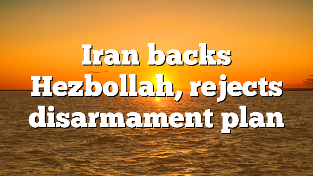 Iran backs Hezbollah, rejects disarmament plan