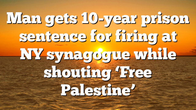 Man gets 10-year prison sentence for firing at NY synagogue while shouting ‘Free Palestine’