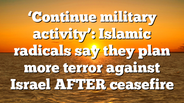 ‘Continue military activity’: Islamic radicals say they plan more terror against Israel AFTER ceasefire
