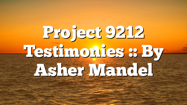 Project 9212 Testimonies :: By Asher Mandel