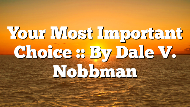 Your Most Important Choice :: By Dale V. Nobbman