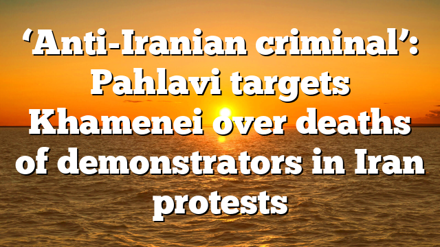 ‘Anti-Iranian criminal’: Pahlavi targets Khamenei over deaths of demonstrators in Iran protests