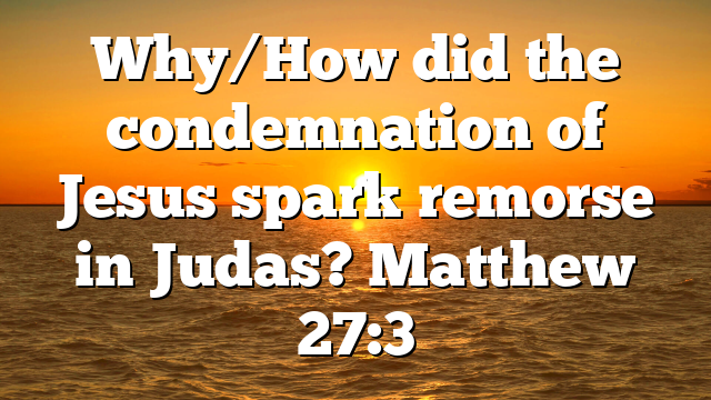 Why/How did the condemnation of Jesus spark remorse in Judas? Matthew 27:3