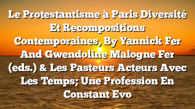 Le Protestantisme à Paris Diversité Et Recompositions Contemporaines, By Yannick Fer And Gwendoline Malogne Fer (eds.) & Les Pasteurs Acteurs Avec Les Temps; Une Profession En Constant Evo