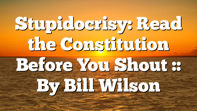 Stupidocrisy: Read the Constitution Before You Shout :: By Bill Wilson