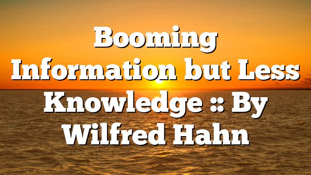 Booming Information but Less Knowledge :: By Wilfred Hahn