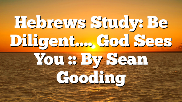 Hebrews Study: Be Diligent…. God Sees You :: By Sean Gooding