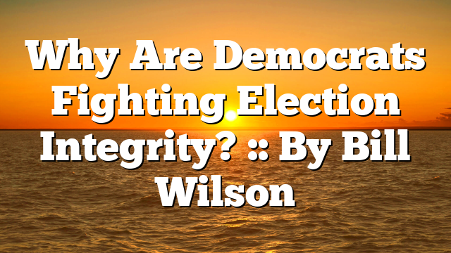 Why Are Democrats Fighting Election Integrity? :: By Bill Wilson
