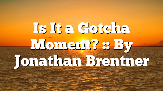Is It a Gotcha Moment? :: By Jonathan Brentner