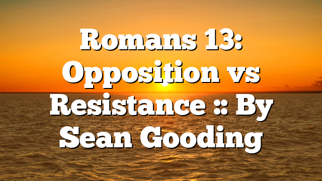 Romans 13: Opposition vs Resistance :: By Sean Gooding