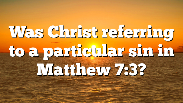 Was Christ referring to a particular sin in Matthew 7:3?