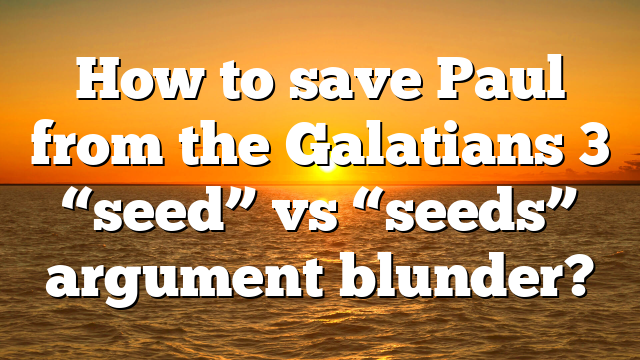 How to save Paul from the Galatians 3 “seed” vs “seeds” argument blunder?