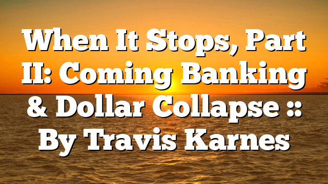 When It Stops, Part II: Coming Banking & Dollar Collapse :: By Travis Karnes