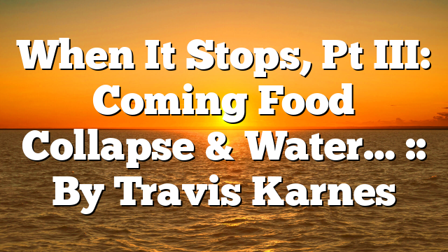 When It Stops, Pt III: Coming Food Collapse & Water… :: By Travis Karnes