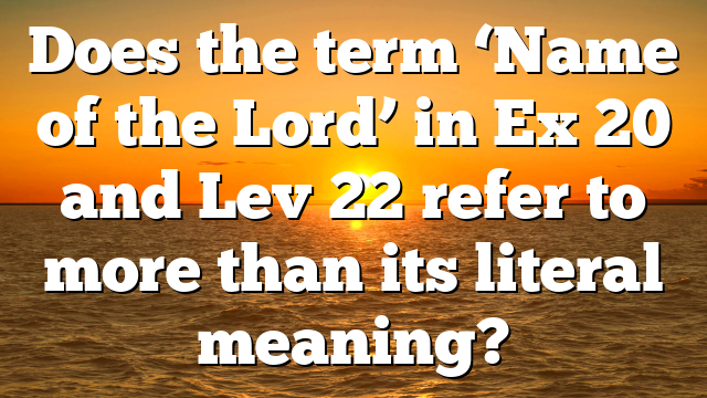 Does the term ‘Name of the Lord’ in Ex 20 and Lev 22 refer to more than its literal meaning?