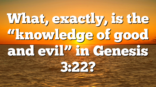 What, exactly, is the “knowledge of good and evil” in Genesis 3:22?