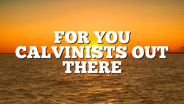 FOR YOU CALVINISTS OUT THERE