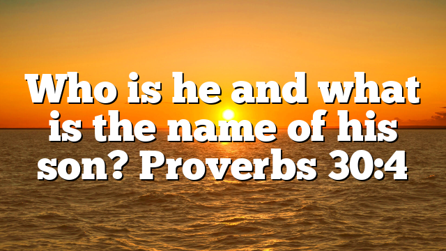 Who is he and what is the name of his son? Proverbs 30:4